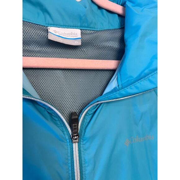 Columbia Lightweight Jacket Womens XL Aqua Teal Turquoise Hoodie Full Zip - Picture 3 of 5